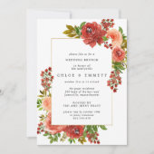 Burgundy Red Coral Pink Rose Post-Wedding Brunch Kaart (Voorkant)