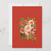 Burgundy Red Coral Pink Rose Wedding Kaart (Achterkant)