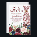 Burgundy Red Dress 21st Birthday Party Kaart<br><div class="desc">Burgundy Red Dress 21st Birthday Party Invitation with burgundy blush waterverf bloemen Zie passend collectie in Niche en Nest Store Veel bedankt</div>