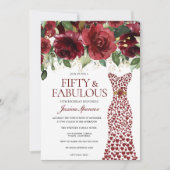 Burgundy Red Dress 50 & Fabulous 50th Birthday Kaart (Voorkant)