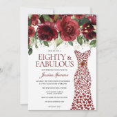 Burgundy Red Dress 80 & Fabulous 80th Birthday Kaart (Voorkant)