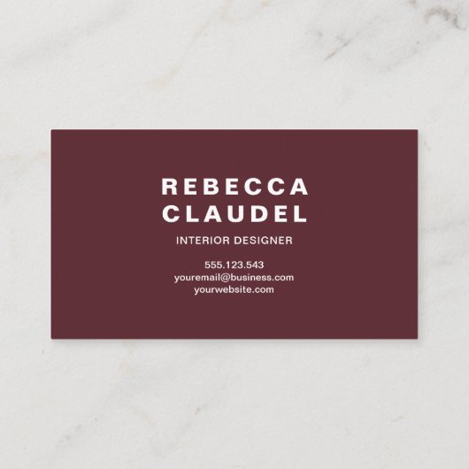 Burgundy Red - Eenvoudige persoonlijke Visitekaart Visitekaartje (Achterkant)
