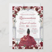 Burgundy Red Elegant Charro Princess Quinceanera Kaart (Voorkant)