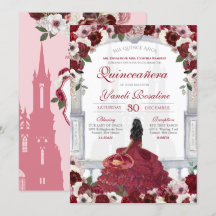 Burgundy Red Elegant Charro Princess Quinceanera
