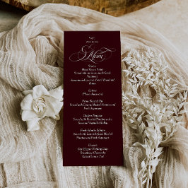 Burgundy Red Elegant Monogram Wedding Menu