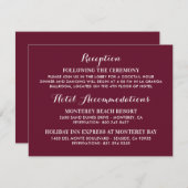 Burgundy Red Elegant Weddenschap Information Informatiekaartje (Voorkant / Achterkant)