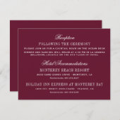 Burgundy Red Elegant Weddenschap Information Informatiekaartje (Voorkant / Achterkant)