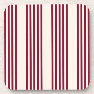 Burgundy Red en beige vijf strips Bier Onderzetter
