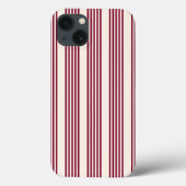 Burgundy Red en beige vijf strips Case-Mate iPhone Case (Achterkant)