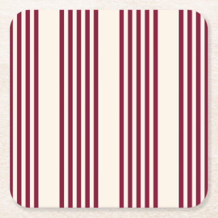 Burgundy Red en beige vijf strips Kartonnen Onderzetters
