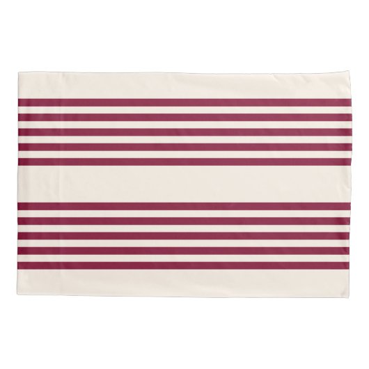 Burgundy Red en beige vijf strips Kussensloop (Achterkant)