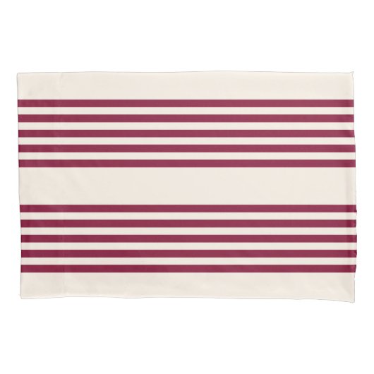 Burgundy Red en beige vijf strips Kussensloop (Voorkant)