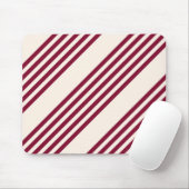 Burgundy Red en beige vijf strips Muismat (Met muis)