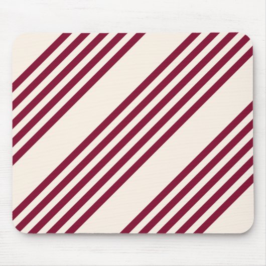 Burgundy Red en beige vijf strips Muismat (Voorkant)