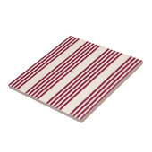 Burgundy Red en beige vijf strips Tegeltje (Zijkant)