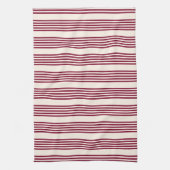 Burgundy Red en beige vijf strips Theedoek (Verticaal)