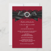 Burgundy Red en Black Pearl Bow Wedding Invite Kaart (Voorkant)