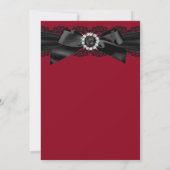 Burgundy Red en Black Pearl Bow Wedding Invite Kaart (Achterkant)