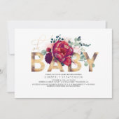 Burgundy Red en Blush Pink Floral Baby shower Kaart (Voorkant)