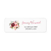 Burgundy Red en Blush Pink Floral Vrijgezellenfees Etiket (Voorkant)