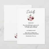 Burgundy Red en Blush Pink Floral Wedding Informatiekaartje (Voorkant / Achterkant)