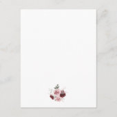 Burgundy Red en Blush Pink Floral Wedding Informatiekaartje (Achterkant)