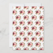 Burgundy Red en Blush Pink Floral Wedding Kaart (Achterkant)