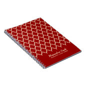 Burgundy Red en Cream Quatrefoil Pattern Notitieboek (Rechterzijde)