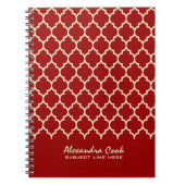Burgundy Red en Cream Quatrefoil Pattern Notitieboek (Voorkant)