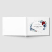 Burgundy Red en Dusty Blue Floral Wedding Gastenboek (Volledig)