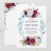 Burgundy Red en Dusty Blue Floral Wedding
