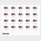Burgundy Red en Dusty Blue Floral Wedding Ronde Sticker (Vel)