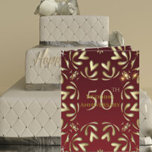 Burgundy Red en Gold 50th Wedding Jubileum