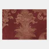 Burgundy Red en Gold Damask Inpakpapier Vel (Voorkant 2)