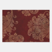 Burgundy Red en Gold Damask Kerstmis Inpakpapier Vel (Voorkant 3)