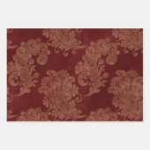 Burgundy Red en Gold Damask Kerstmis Inpakpapier Vel (Voorkant 2)