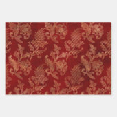 Burgundy Red en Gold Damask Kerstmis Inpakpapier Vel (Voorkant)