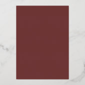 Burgundy Red en Gold Fall Wedding Folie Uitnodiging (Achterkant)