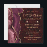 Burgundy Red en Gold Glitter Agate 21st Birthday Kaart<br><div class="desc">Elegant Burgundy Red en Gold Glitter Agate met rode marmer achtergrond en gouden diamanten clipart</div>