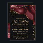 Burgundy Red en Gold Glitter Agate 21st Birthday Kaart<br><div class="desc">Elegant Burgundy Red en Gold Glitter Agate op een zwarte achtergrond</div>