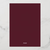 Burgundy Red en Gold |  maroon Wedding Folie Uitnodiging (Achterkant)