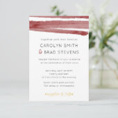 Burgundy Red en Gold Modern Waterverf Wedding Kaart (Staand voorkant)