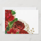 Burgundy Red en Gold Roos Weddenschap Bedankkaart (Achterkant)