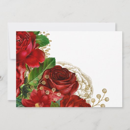 Burgundy Red en Gold  Roos Weddenschap Bedankkaart (Achterkant)