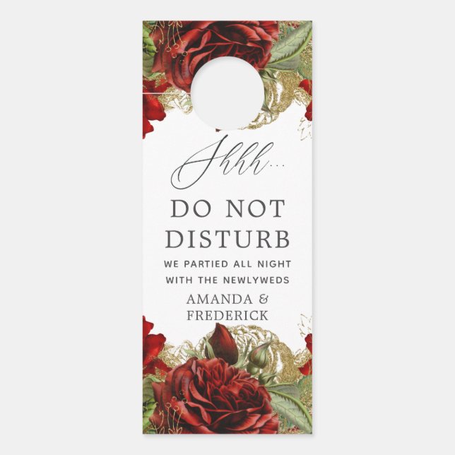 Burgundy Red en Gold  Roos Weddenschap Deurhanger (Voorkant)