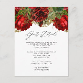 Burgundy Red en Gold  Rozen Guest - Gegevens Informatiekaartje