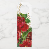 Burgundy Red en Gold Rozen Weddenschap Flessenhanger (Achterkant)