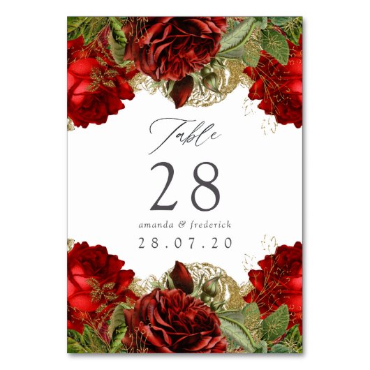 Burgundy Red en Gold  Rozen Weddenschap Kaart (Voorkant)