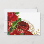 Burgundy Red en Gold  Rozen Weddenschap RSVP Kaartje (Achterkant)