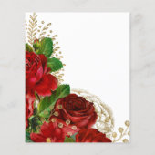 Burgundy Red en Gold Shabby Rozen Weddenschap Flyer (Achterkant)